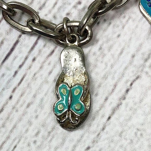 $5 CLEARANCE! Girls Flip Flop Charm Silver Charm Bracelet - Picture 4 of 9